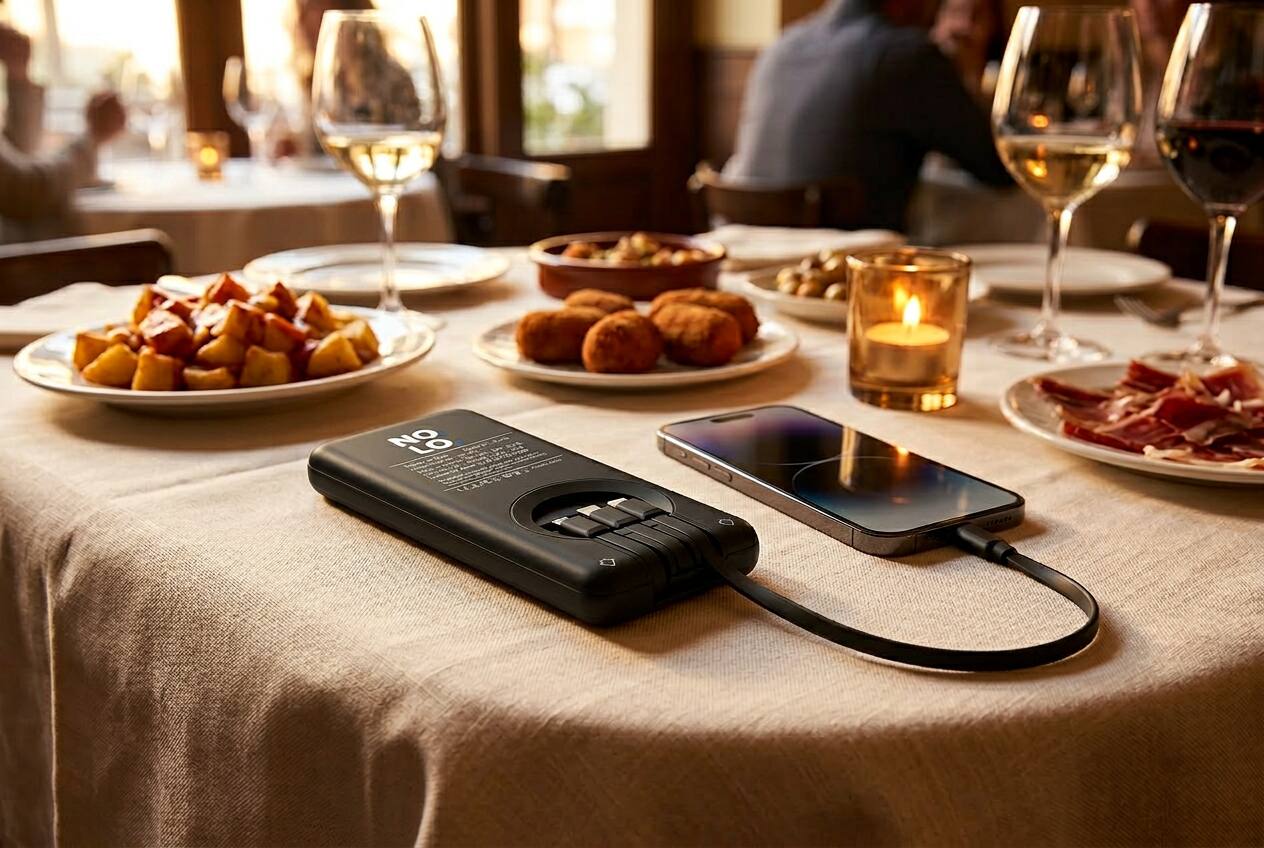 Mallorca nightlife scene. NOLO powerbank in use