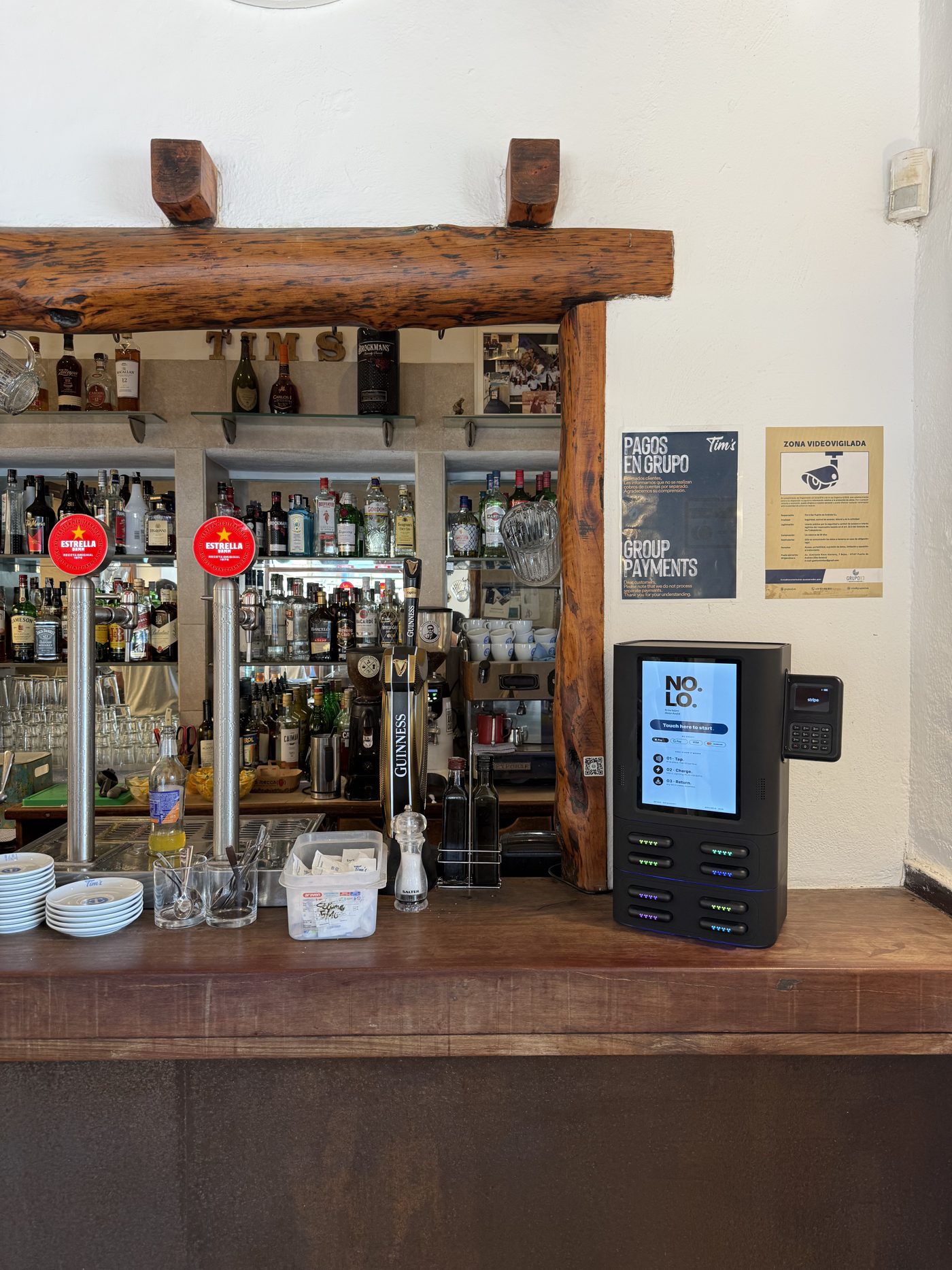 NOLO station on the bar at Tim's, Port d'Andratx
